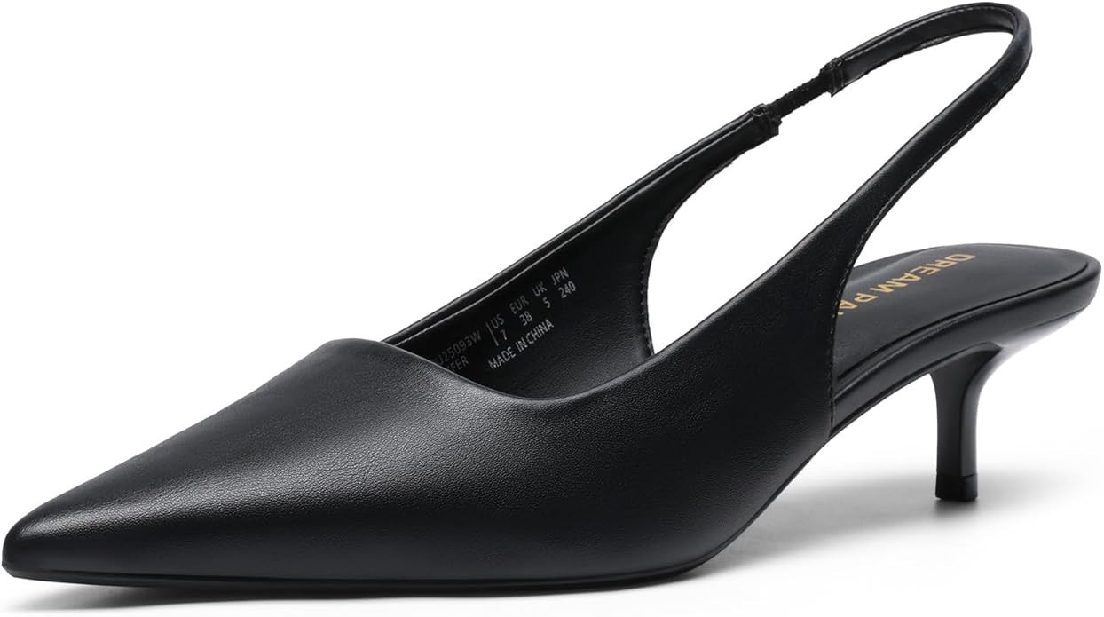 DREAM PAIRS Women's Kitten Heels Slingback Low Closed Toe Comfortable Pumps Pointed Toe Wedding P... | Amazon (US)