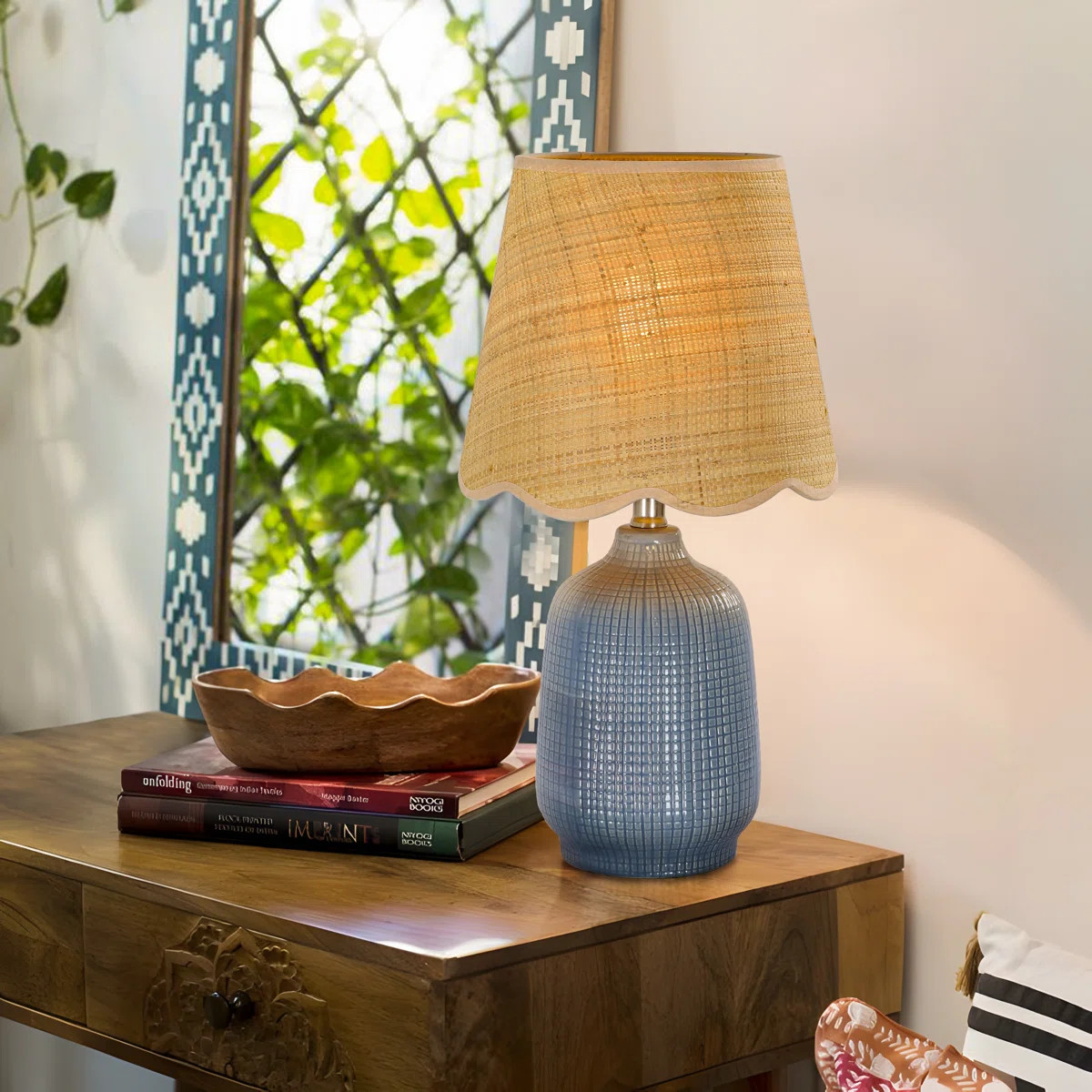 Ceramic Table Lamp with Scallop Shade | Wayfair North America