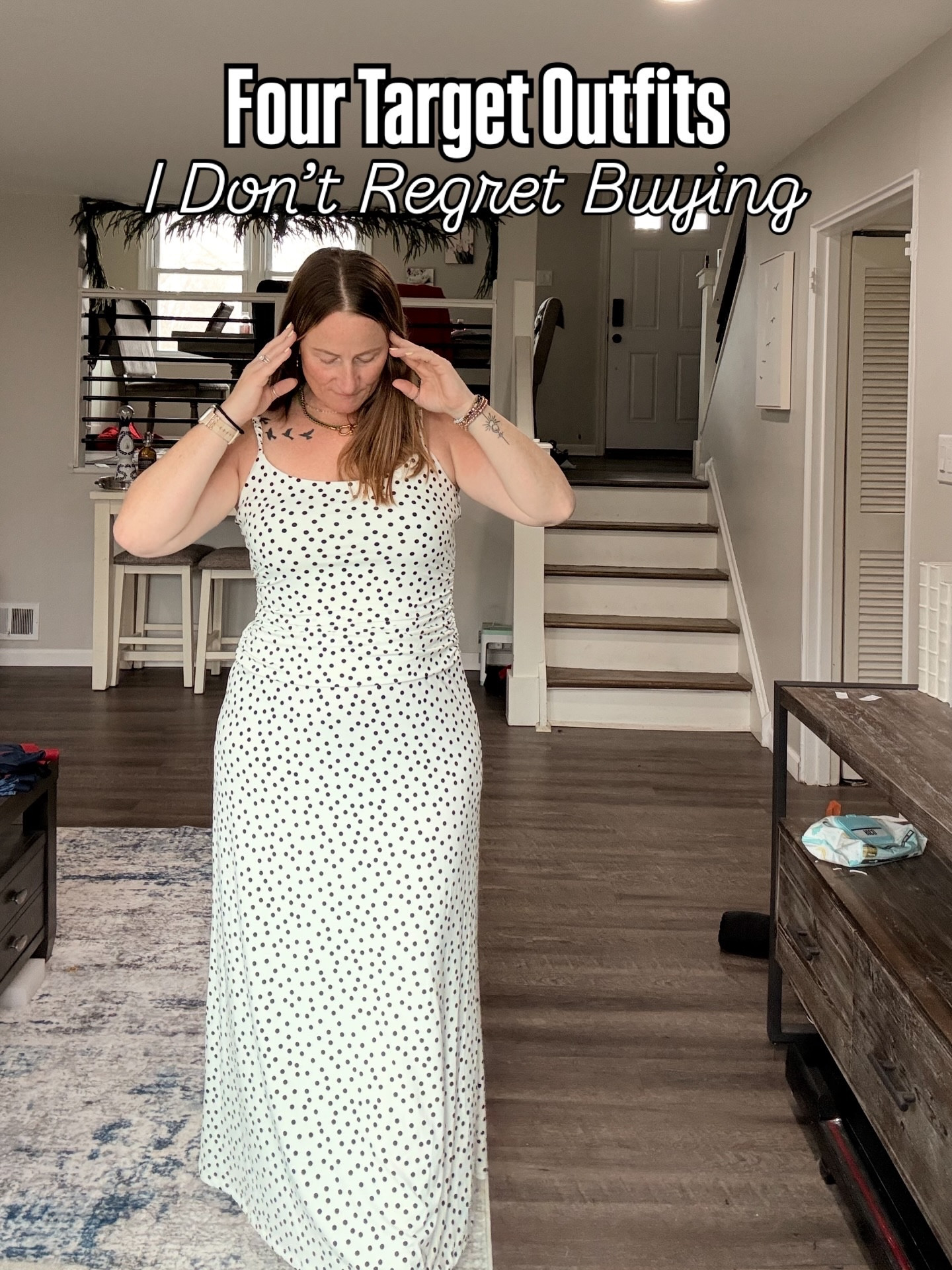 I’ll be honest I buy a lot and end up returning a bunch. 1. I don’t love trying stuff on in store (how ironic when I owned a store) 2. I do a lot of online shopping 3. Sometimes they look good on a model but not on you - and that’s ok!!! 

These 4 I didnt return & do not regret - would recommend 100% 💯 

Wearing a L in both dresses, the pants & the bathing suit. Wearing a medium in the green printed top (only because they didn’t have a large, still recommend your normal size) Wearing an XL in the cover up skirt for length (it has a functional drawstring so adjustable to the waist)