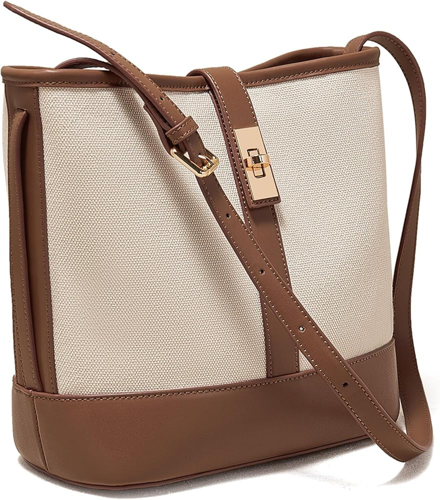 FOXLOVER Coated Canvas Bucket Crossbody Bags for Women Top-Handle Handbags Small Satchel Purse Tr... | Amazon (US)