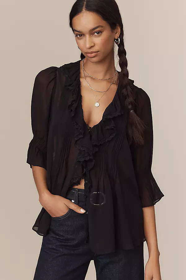 Sheer Ruffle Blouse | Anthropologie (US)