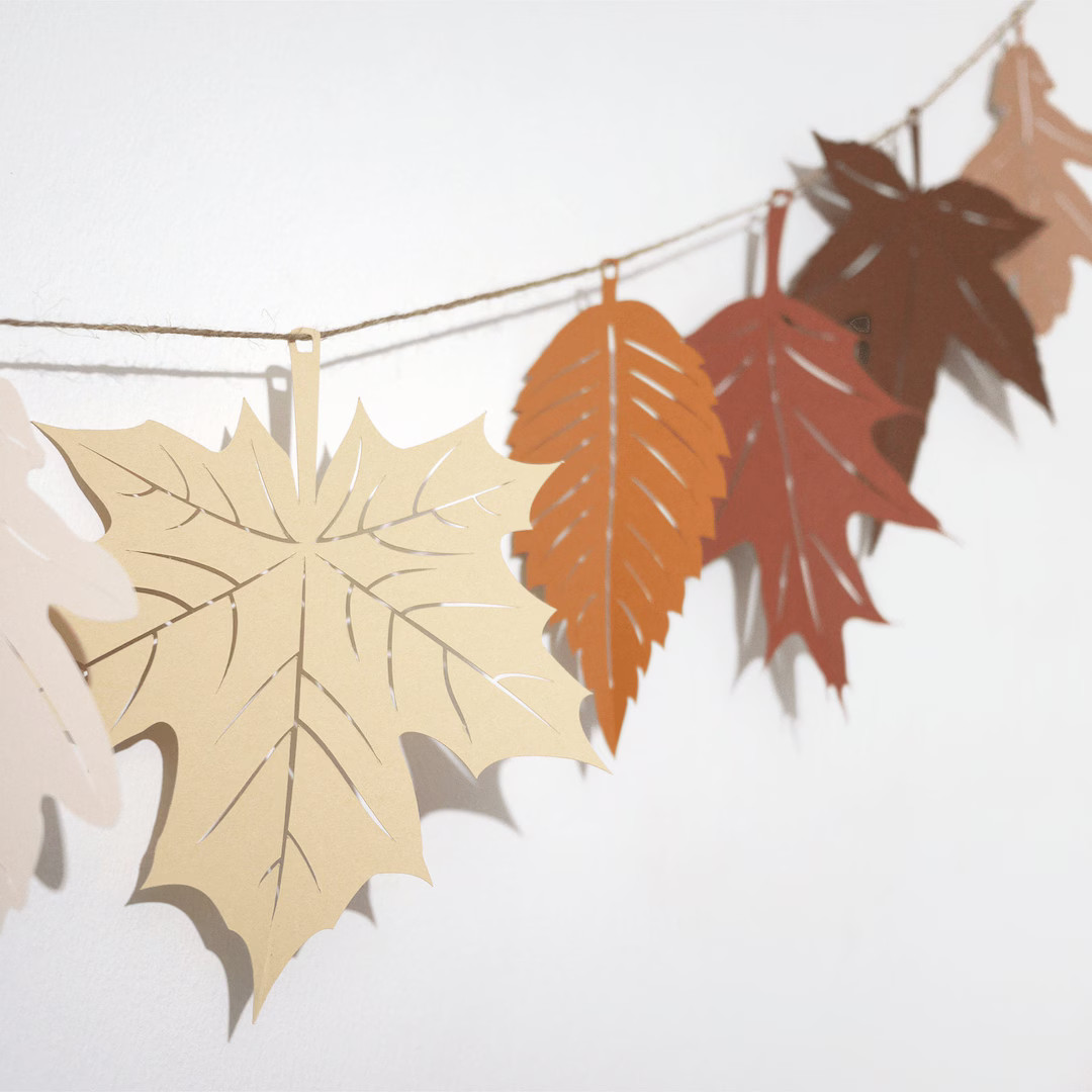 Brown Autumn Leaves Garland Paper Leaf Banner in Neutral Autumnal Colours. Eco Friendly Thanksgiv... | Etsy (US)