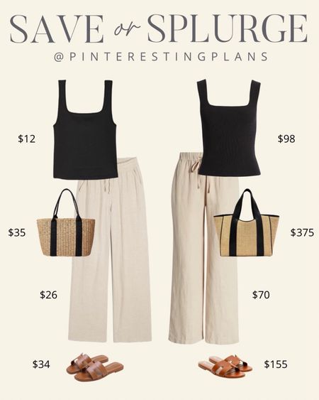 Save or splurge spring outfit. Vacation outfit. Straw bag. Linen pants.

#LTKShoeCrush #LTKSaleAlert #LTKFindsUnder50