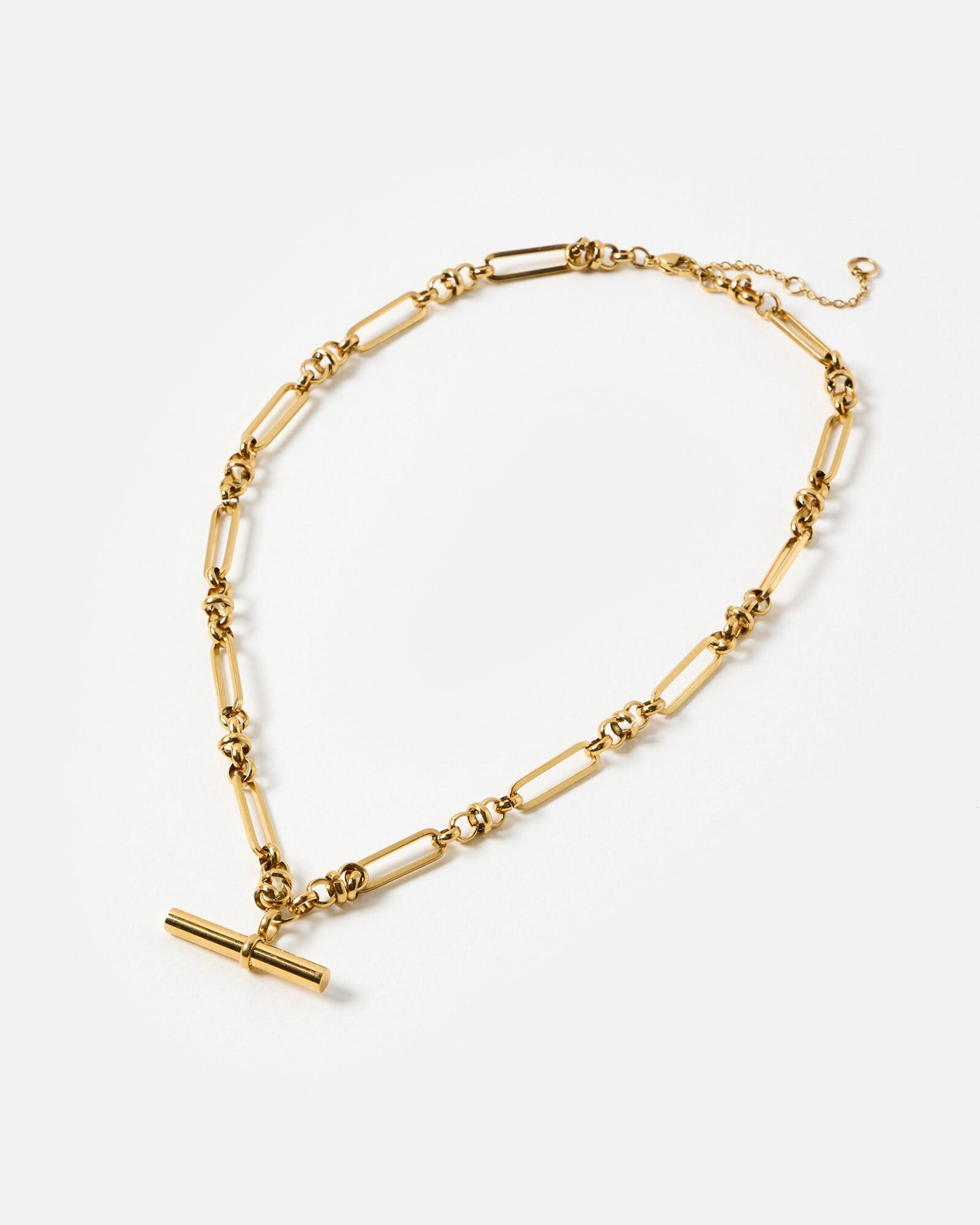 Toni Gold Tone Stainless Steel Waterproof Long T-Bar Necklace | Oliver Bonas | Oliver Bonas (Global)