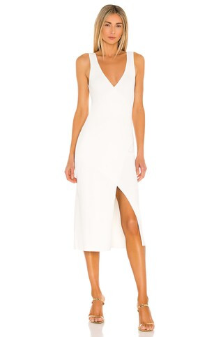JONATHAN SIMKHAI Deep Rib Wrap Dress in White from Revolve.com | Revolve Clothing (Global)