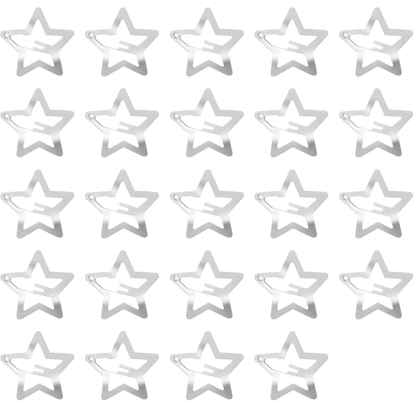 24 Pcs Star Hair Clips, Star Cute Silver Hair Accessories Non-slip Snap Clips for Kids, Girls, An... | Amazon (UK)