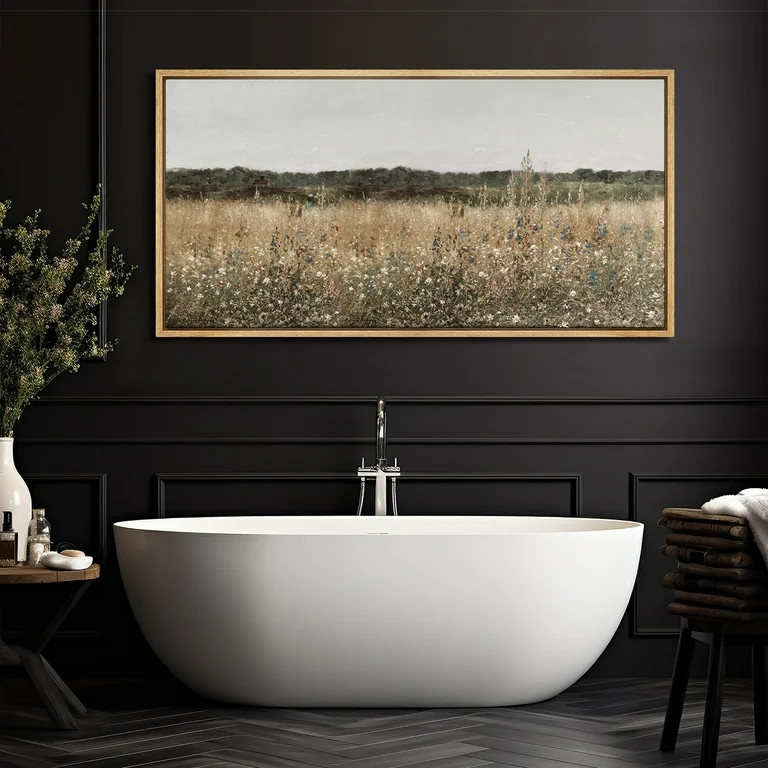 IDEA4WALL Extra Large Framed Canvas Print Wall Art Misty Morning Meadow with Wildflowers Classic ... | Walmart (US)