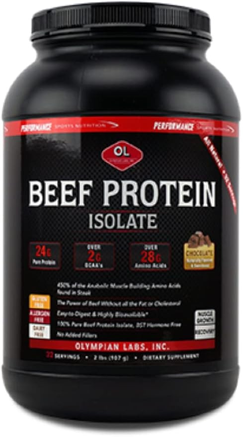 Olympian Labs Beef Protein Isolate Powder, 24g Protein, BST Free, 2 Grams BCAA's, Muscle Building... | Amazon (US)