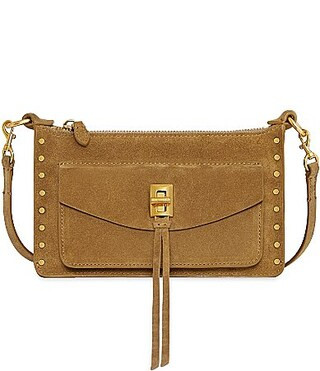 REBECCA MINKOFF Suede Darren Mini Top Zip Crossbody Bag - Honey | Dillard's