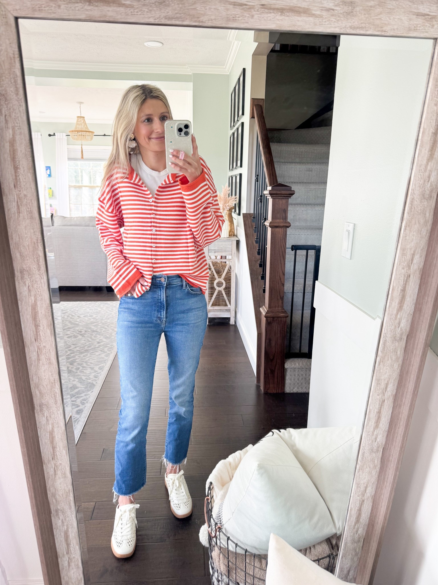 Cute Amazon find for this transition to spring! Also perfect orange for my Illini fans 🧡💙 wearing a small // & cute new shoes from target! TTS 

#LTKSeasonal #LTKPetite #LTKootd