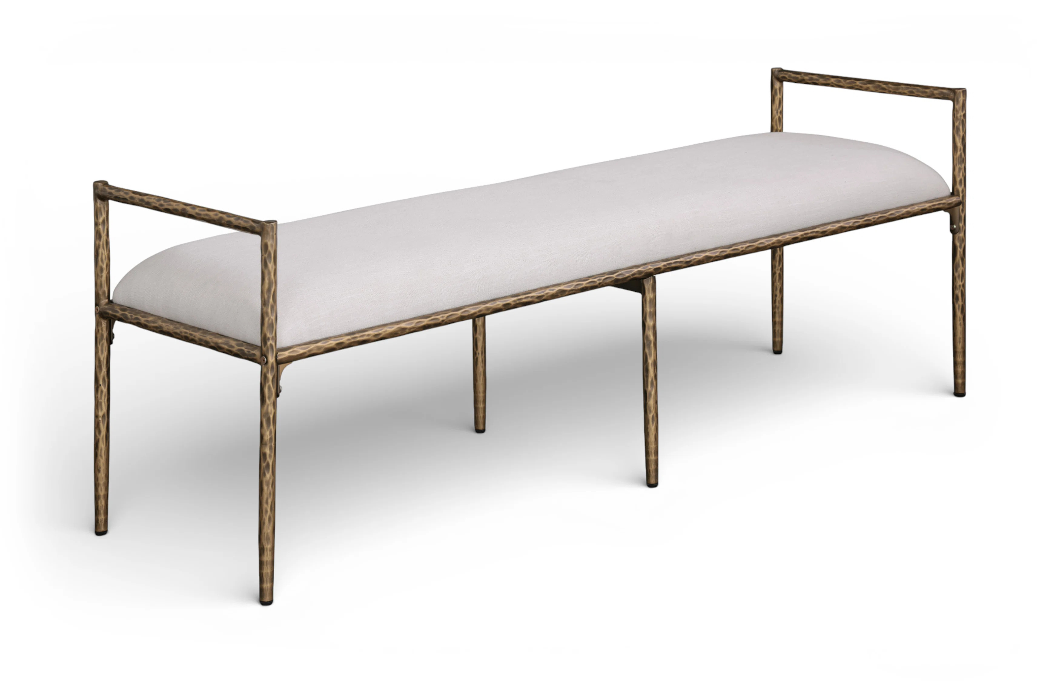 Axis Beige Linen Textured Fabric Upholstered Bench | Wayfair North America