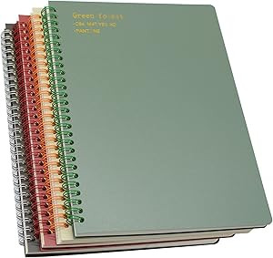 Yansanido Spiral Notebook, 4 Pcs B5 9.8 x 6.9 inch Thick Plastic Hardcover 8mm Ruled 4 Color 80 S... | Amazon (US)