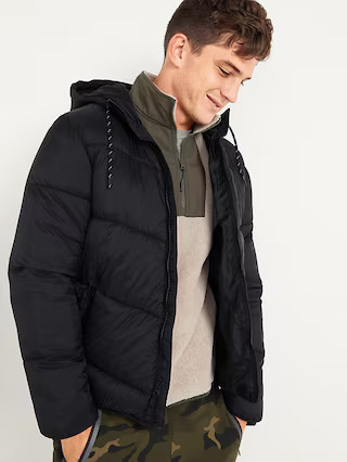 Go-H20 Water-Resistant Hooded Puffer Jacket for Men | Old Navy (US)