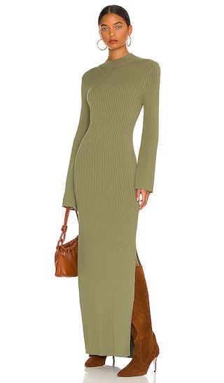 Jessica Ribbed Sweater Dress in Olive | Revolve Clothing (Global)