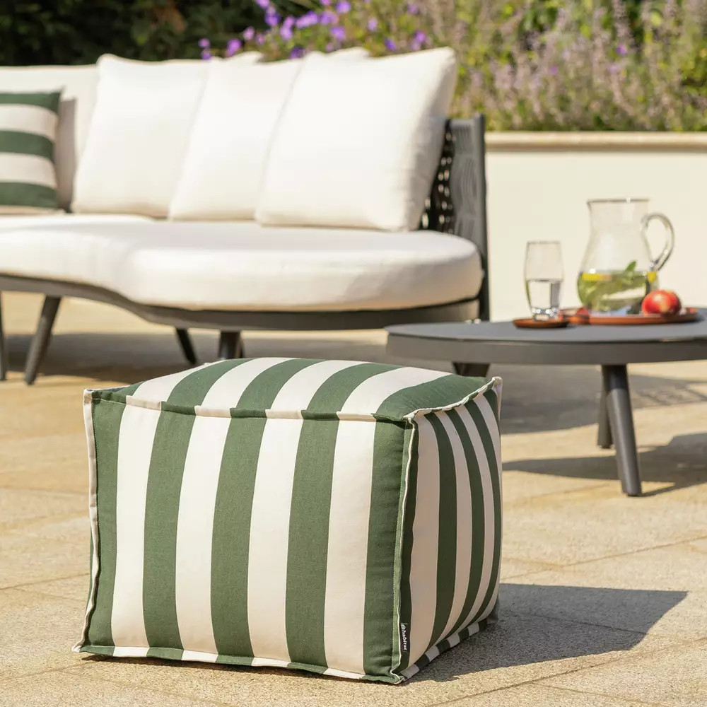 Buy Habitat Stripe Outdoor Pouffe Cushion | Outdoor cushions | Habitat | Habitat UK