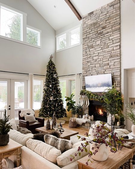 Shop our holiday living room and tree! So many warm textures and touches in here this season!

#LTKHoliday #LTKhome #LTKSeasonal