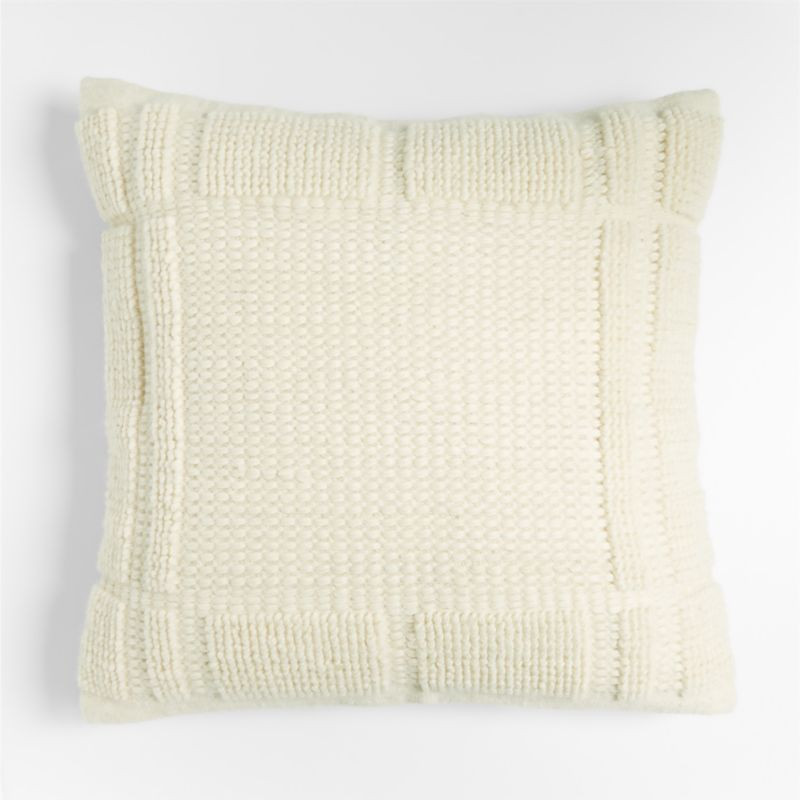 Lancaster 23" Textured Cream Plaid Pillow | Crate & Barrel | Crate & Barrel