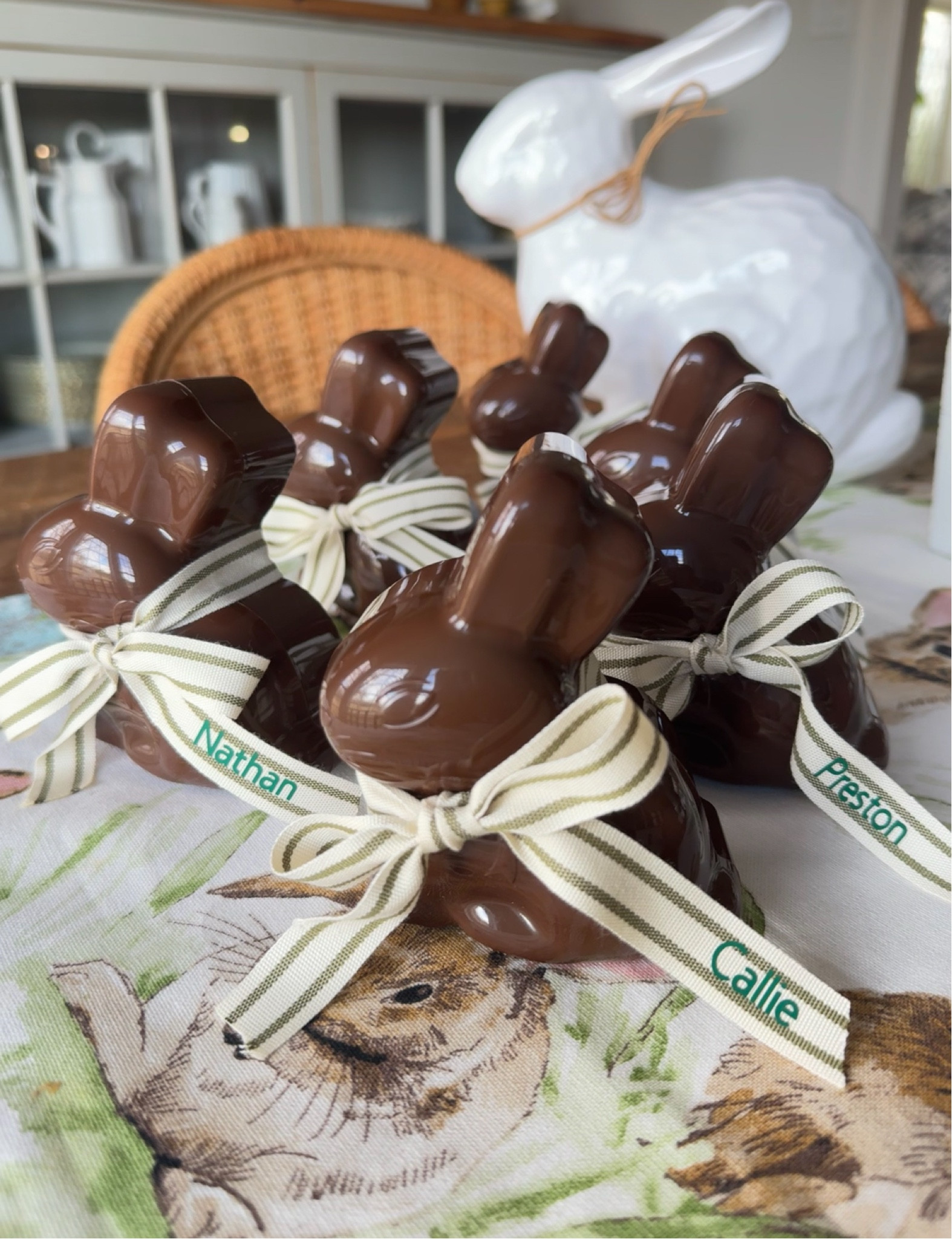 These chocolate bunny fillable eggs are the perfect addition to the Easter table when filled with chocolates & personalized with names as placecards. #easter 

#LTKSeasonal