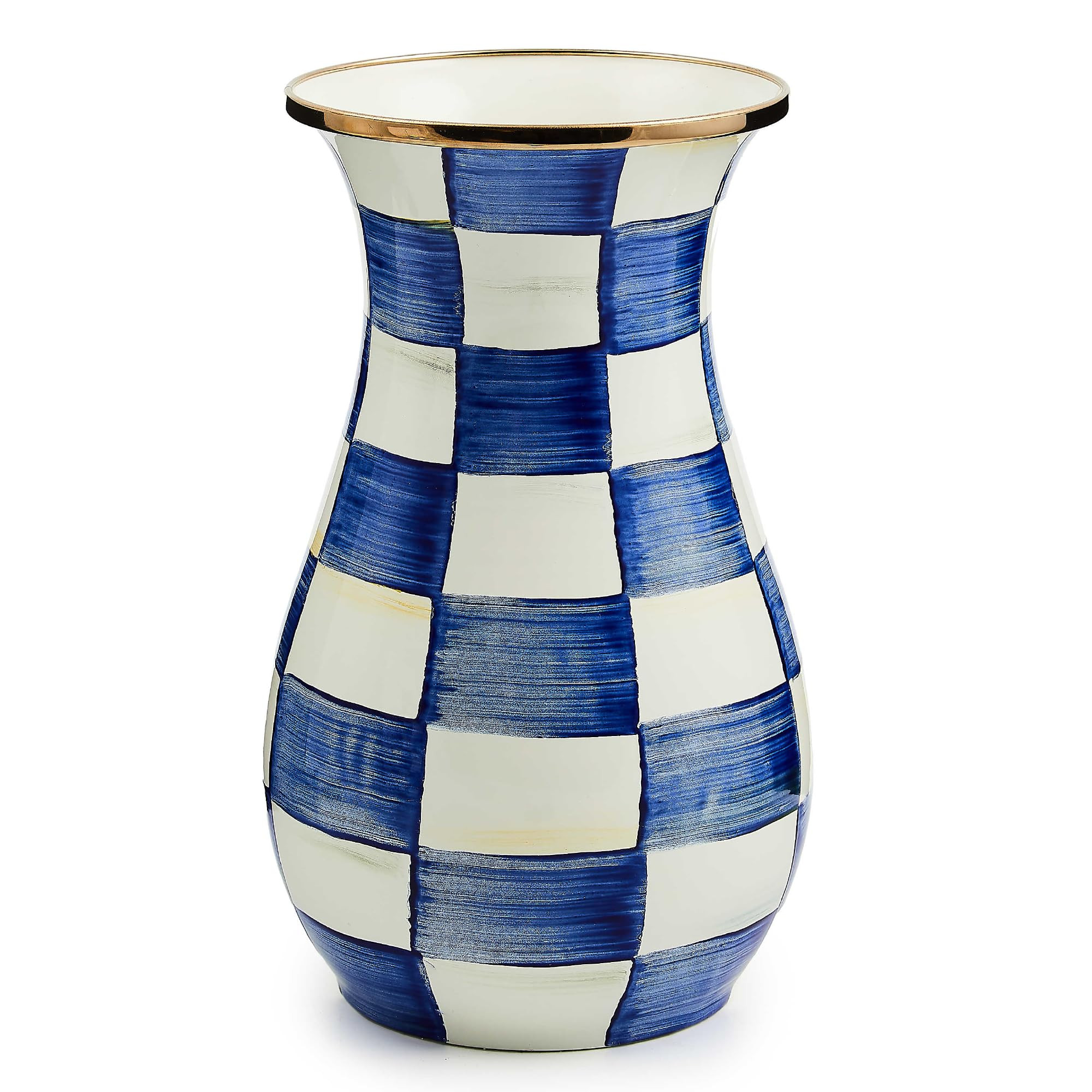 MACKENZIE-CHILDS Tall Enamel Vase, Unique Flower-Vase Decor for Living Room, Wild Rose White | Amazon (US)