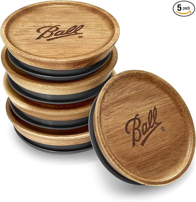 Ball Jar Wooden Storage Lids, 5-Pack, regular, Brown | Amazon (US)