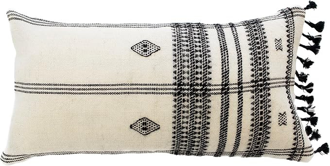 CASA BOHO Pillow Cover Indian Bhujodi Pillow Wool Deorative Pillow Plaid Pillows White Black 12x2... | Amazon (US)