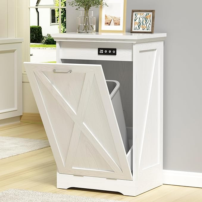 Tilt Out Trash Can Cabinet, 10 Gallon Kitchen Trash Cabinet Hidden Trash Can with Deodorizing & N... | Amazon (US)