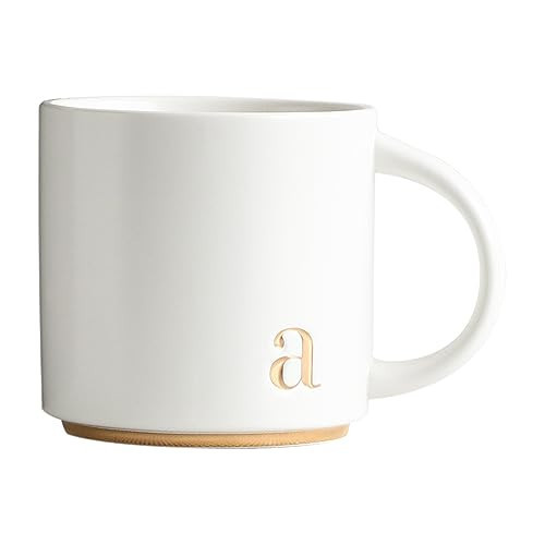 COLLECTIVE HOME - Monogram Ceramic Mugs, 15 oz Golden Initial Coffee Cups, Elegant Alphabet Tea Mugs, Elegant Personalized Mug with Gift Box, Luxurious Cups for Office and Home (a) | Amazon (US)