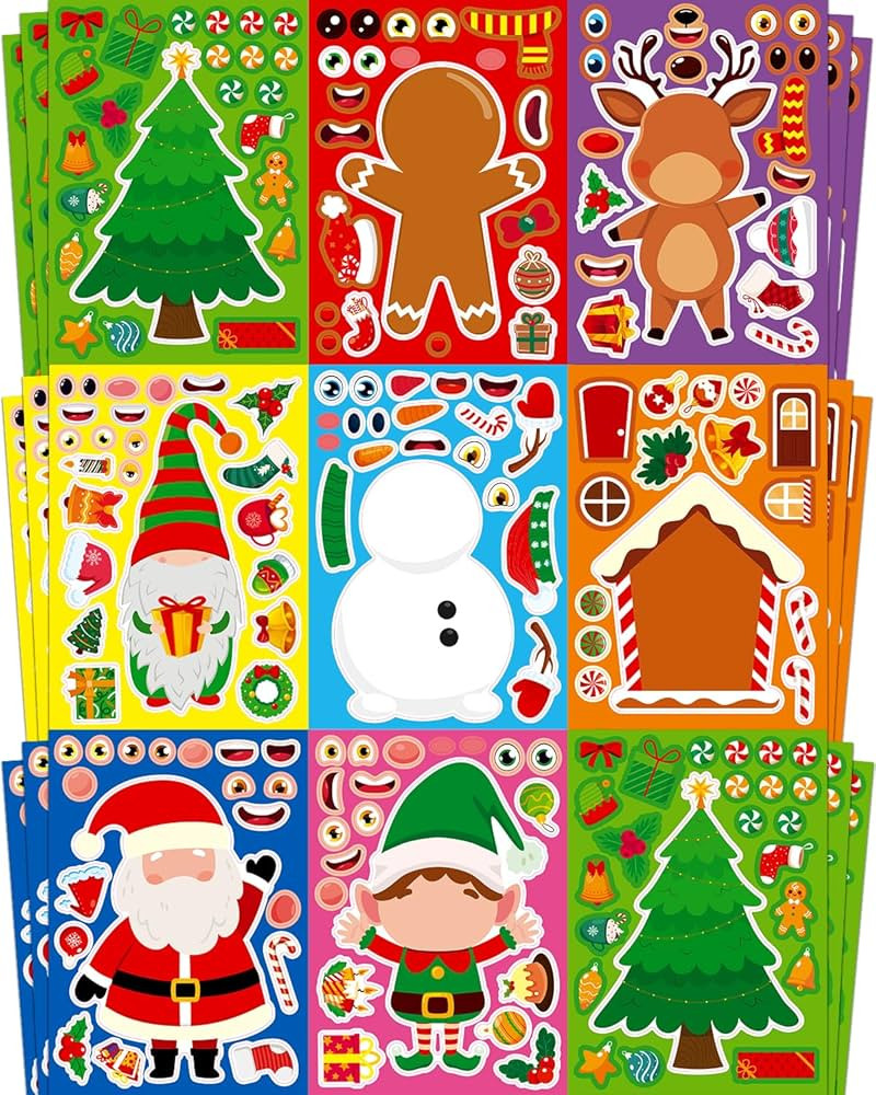 Christmas Stickers, Toddlers Stocking Stuffers for Kids, DIY Christmas Crafts for Kids Party Favo... | Amazon (US)