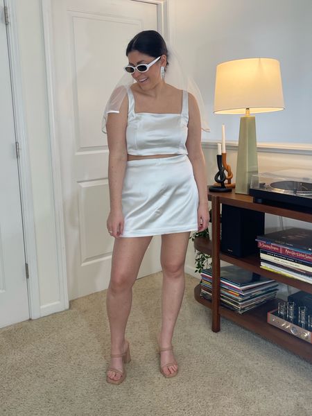 Bachelorette outfit / bride to be

White satin matching set - skirt (medium) and top (large) | white sunglasses | nude heels | veil

#LTKmidsize #LTKfindsunder100 #LTKwedding