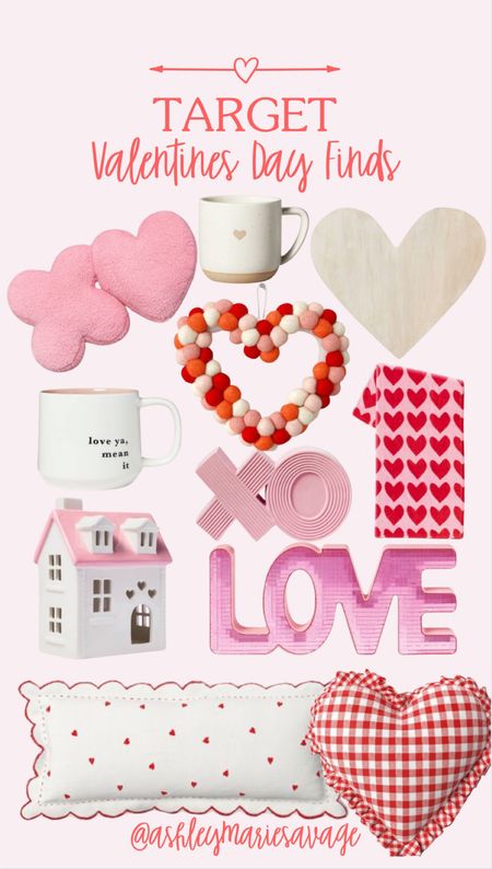 Valentines Target Finds 
Heart shaped pillow
Kitchen towels
Ceramic house
Valentine’s Day mug
Valentine’s Day pillows

#LTKhome #LTKfindsunder50 #LTKSeasonal
