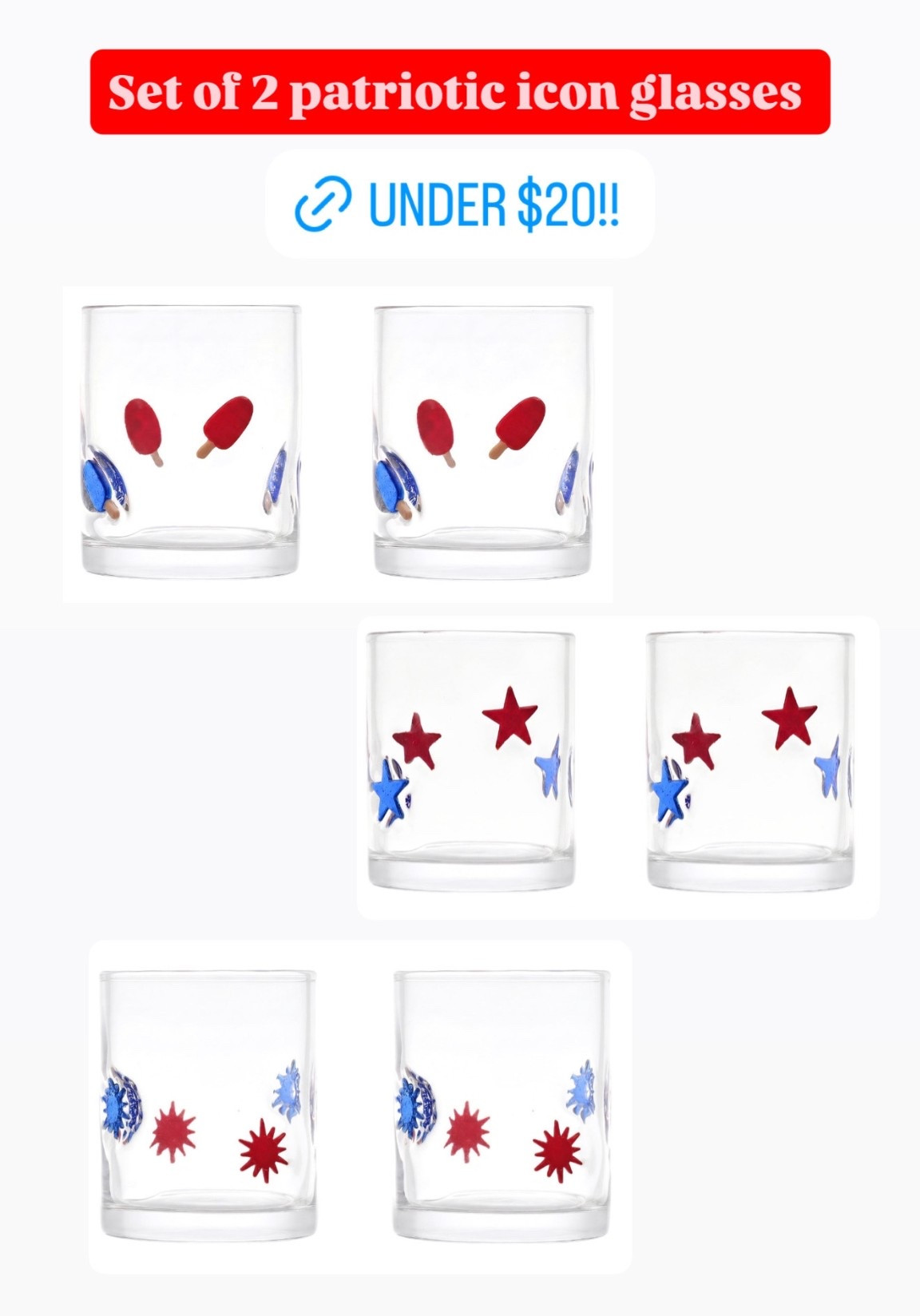 Patriotic home decor - icon glasses 




4th of July 
Memorial Day weekend 
Patriotic party MDW
Red white blue
Walmart finds 
Walmart home 

#LTKHome #LTKSeasonal