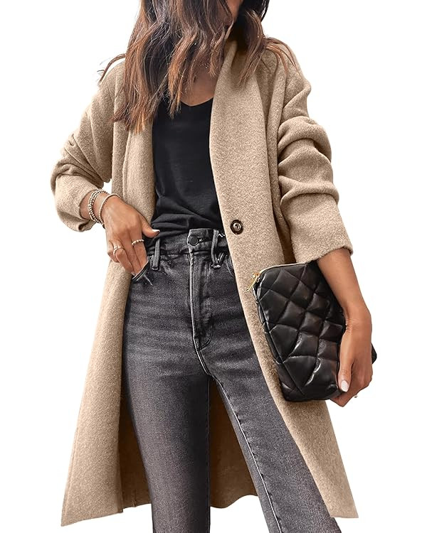 ANRABESS Womens Fuzzy Cardigan Open Front Long Sleeve Oversized Button Fleece Sweaters Jacket 202... | Amazon (US)