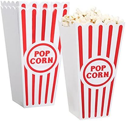 [Novelty Place] Plastic Red & White Striped Classic Popcorn Containers for Movie Night - 4" Squar... | Amazon (CA)