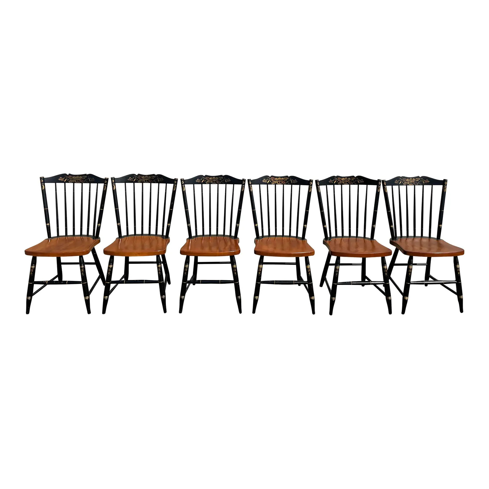 Vintage Hitchcock Windsor Dining Chairs- Set of 6 | Chairish
