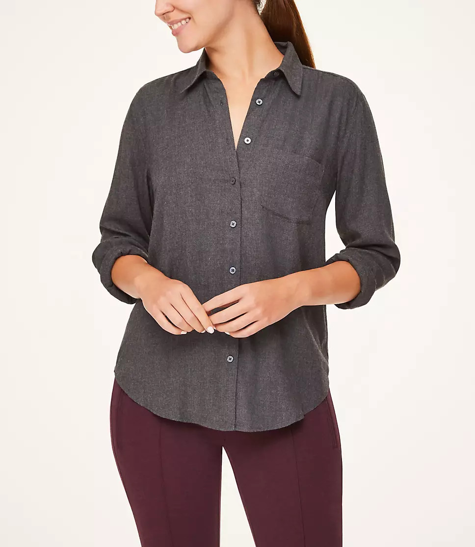 FLANNEL BUTTON DOWN SHIRT | LOFT Outlet