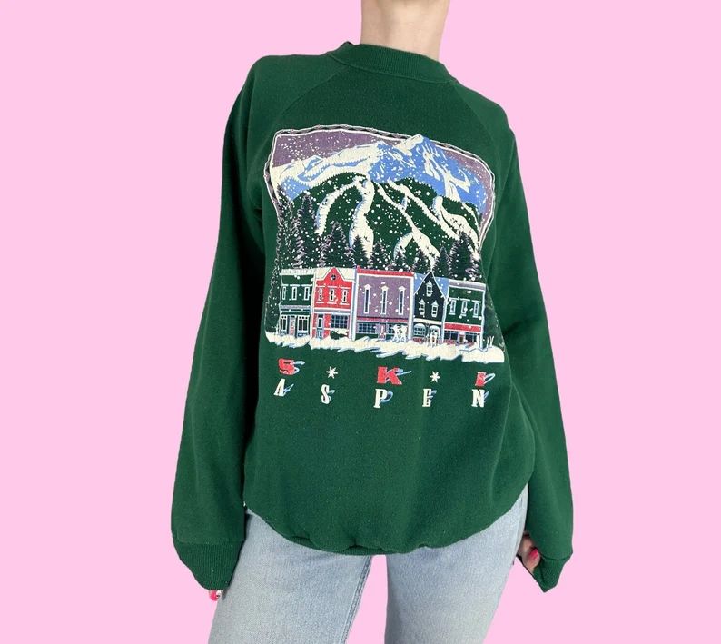 Vintage 90s Aspen Colorado Ski Sweatshirt Size Large - Etsy | Etsy (US)