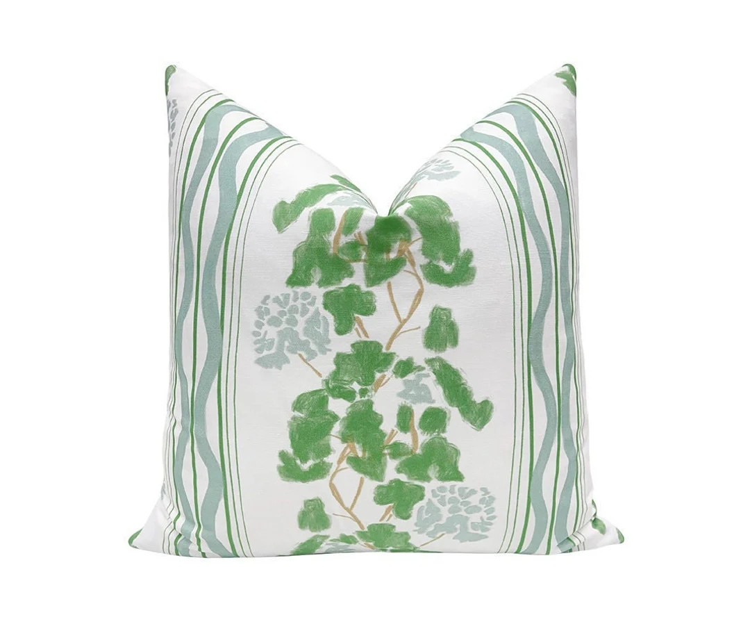 Lulie Wallace : Clara // Soft Green Pillow COVER ONLY | linen | Floral print | designer fabric | ... | Etsy (US)