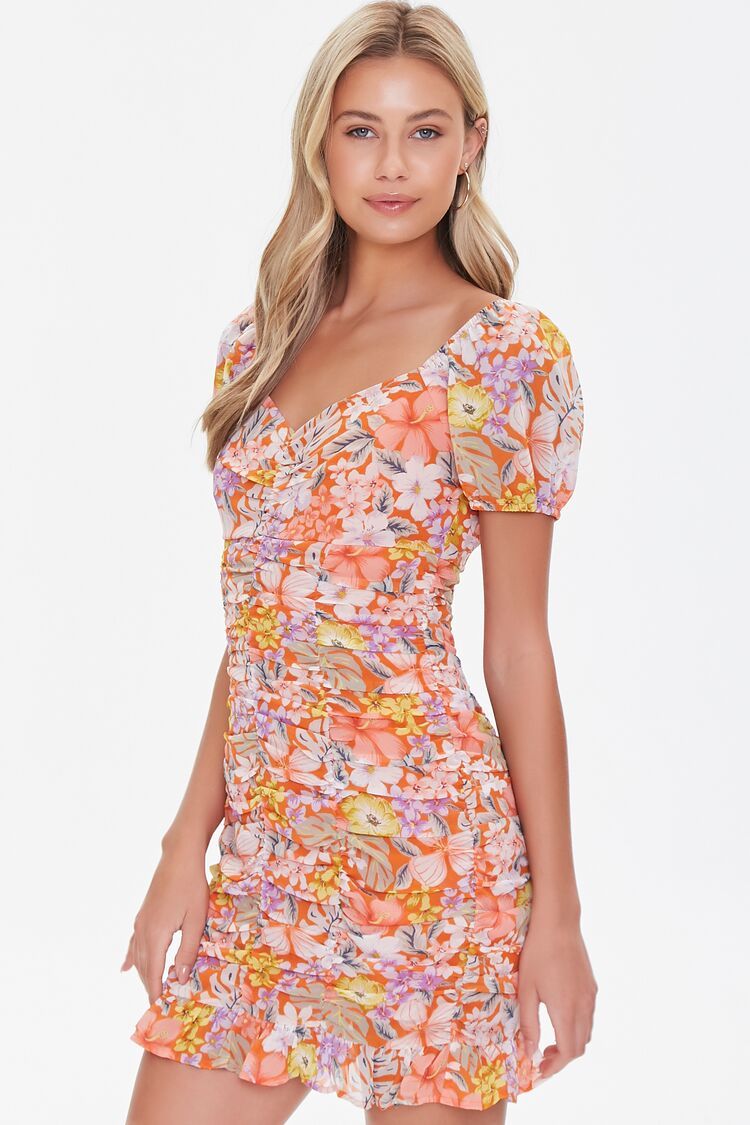 Floral Print Ruched Mini Dress | Forever 21 (US)