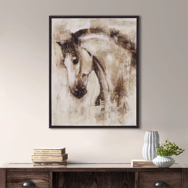 Hand Embellished Framed Canvas Horse Wall Art | Wayfair North America