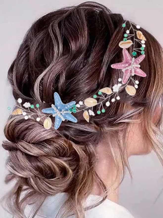 Yean Starfish Wedding Headband Mermaid Bridal Accessories Purple Seashell Costume Hair Vine Headp... | Amazon (US)