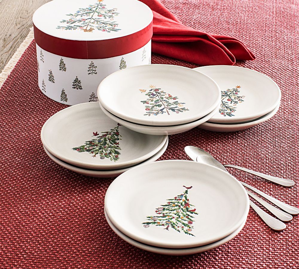 Christmas in the Country Stoneware Appetizer Plates - Set of 8 | Pottery Barn (US)