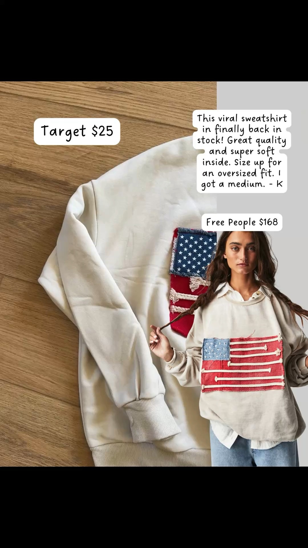 Free people look alike American flag sweatshirt