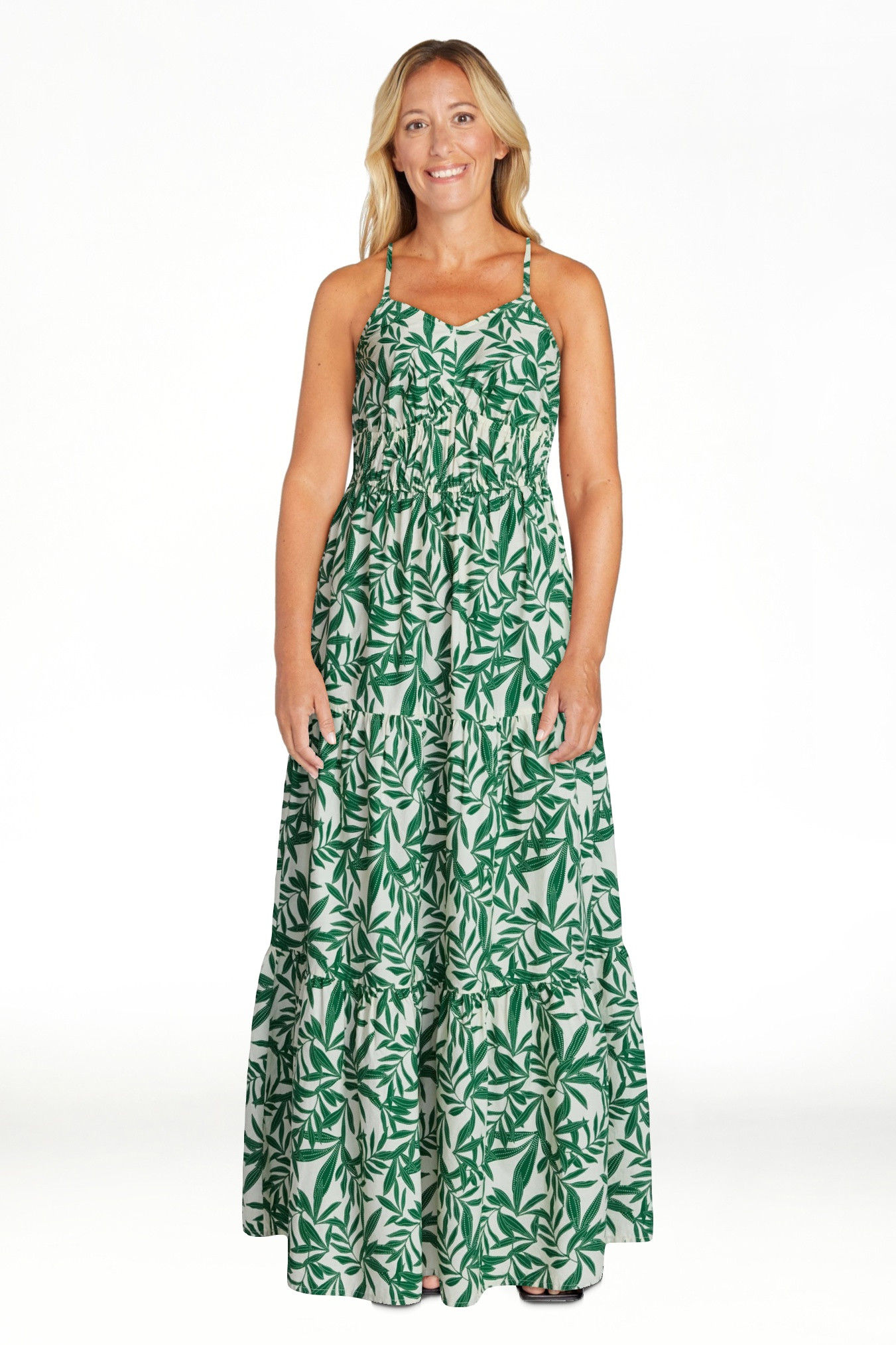 Time and Tru Women's Sleeveless Tiered Cotton Maxi Dress, Sizes XS-XXXL | Walmart (US)