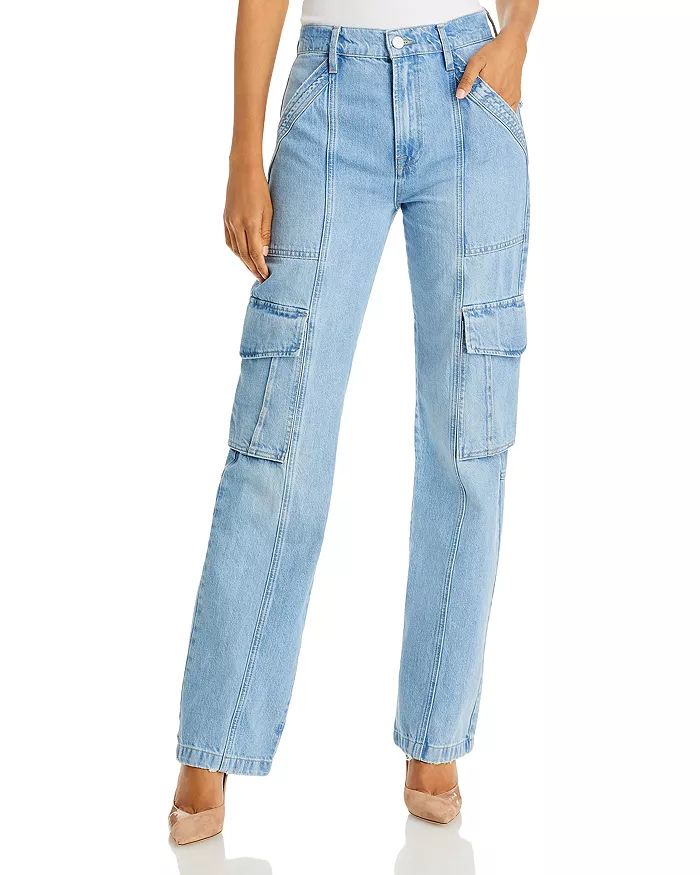 Cotton High Rise Straight Leg Utility Jeans in Acapella | Bloomingdale's (US)