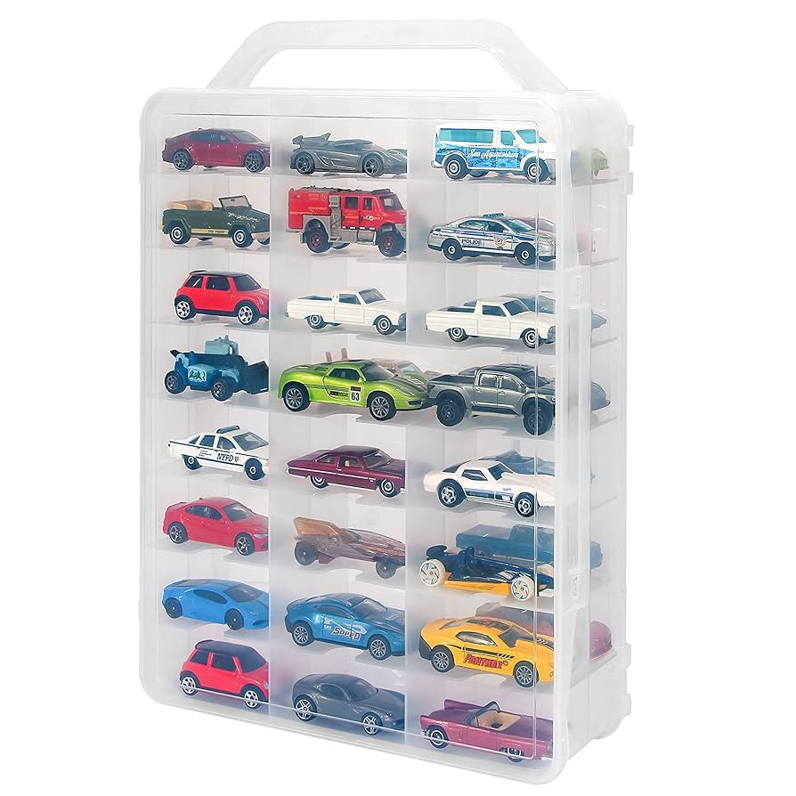 KISLANE Double Sided Storage Case for 48 Toy Cars, Matchbox Cars, Portable Transparent Storage Ca... | Amazon (US)