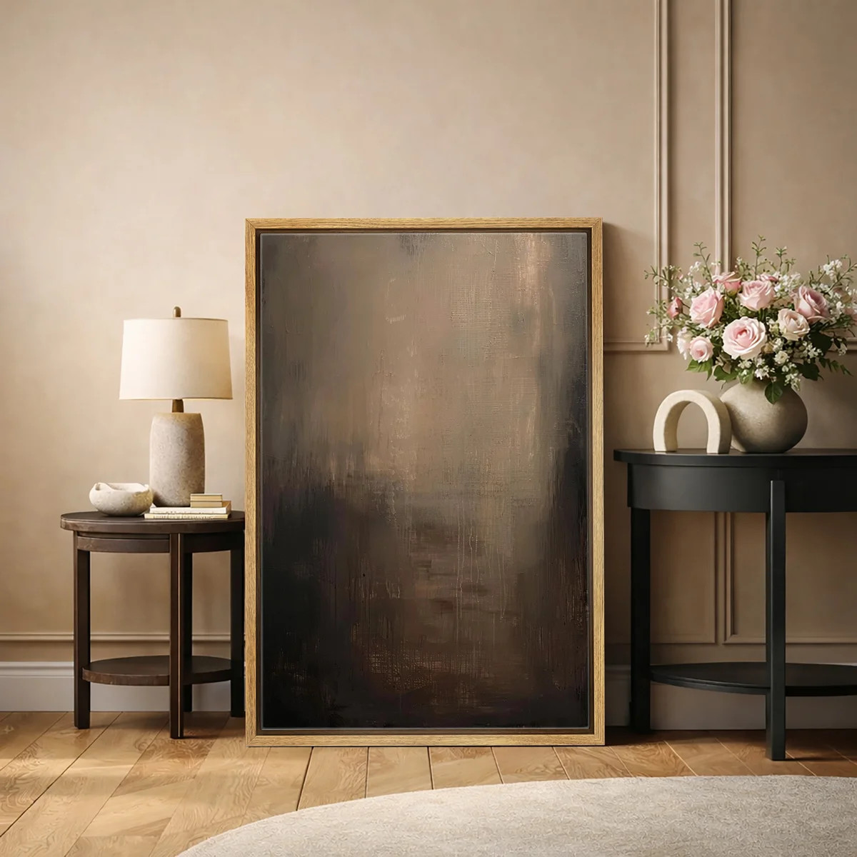 Dark Moody Abstract Gradient Artwork, Contemporary Neutral Tone Pictures, Framed Canvas Giclee Pr... | Wayfair North America