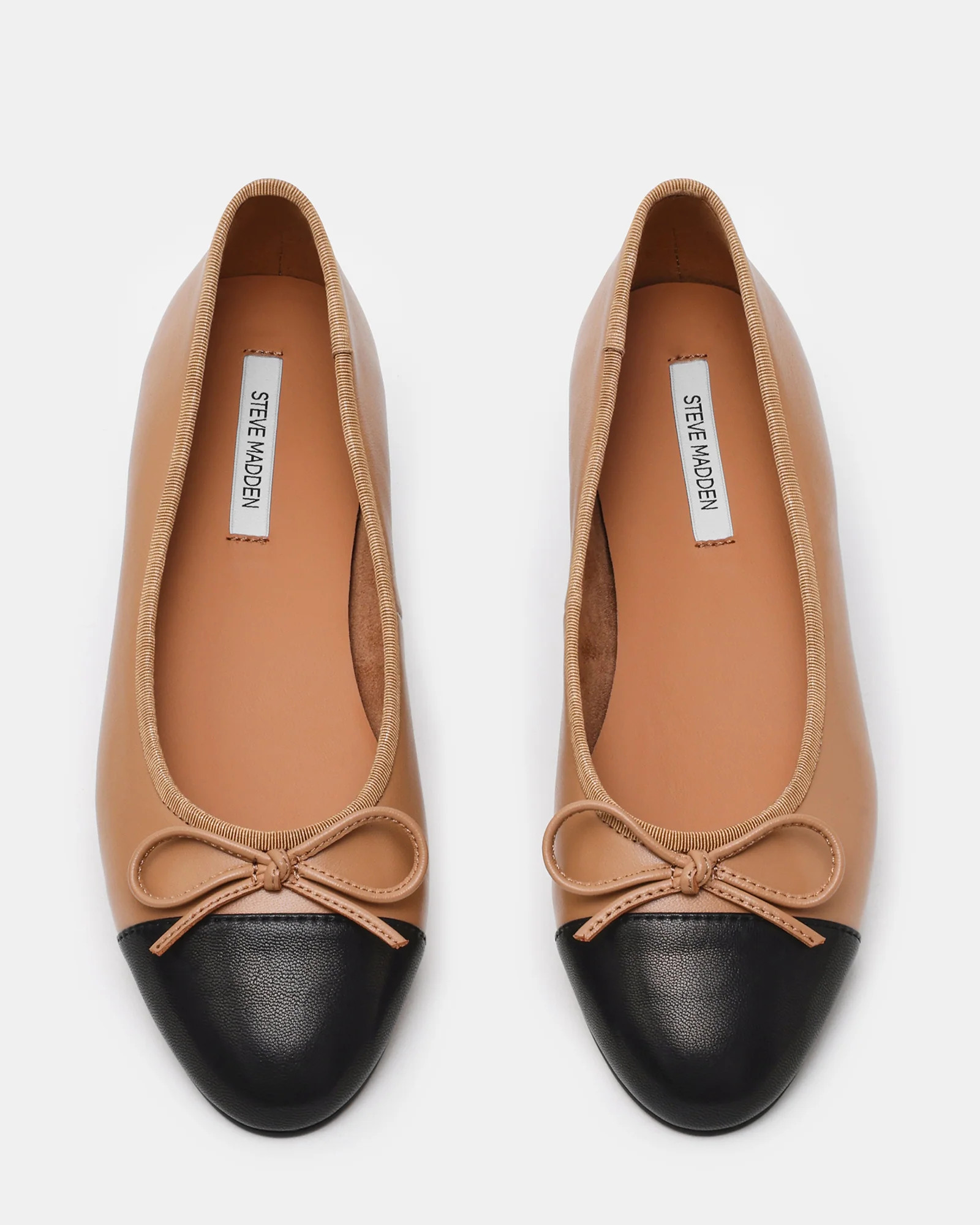 KIT Black/Natural Cap-Toe Women's Ballet Flat | Steve Madden (US)
