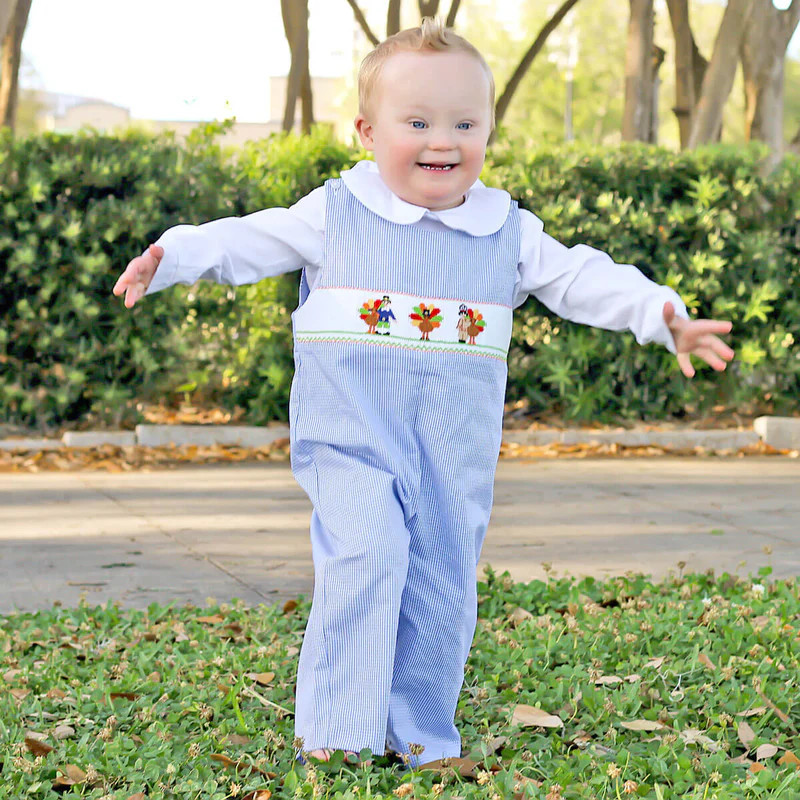 Pilgrim Turkey Blue Gingham Smocked Longall | Classic Whimsy