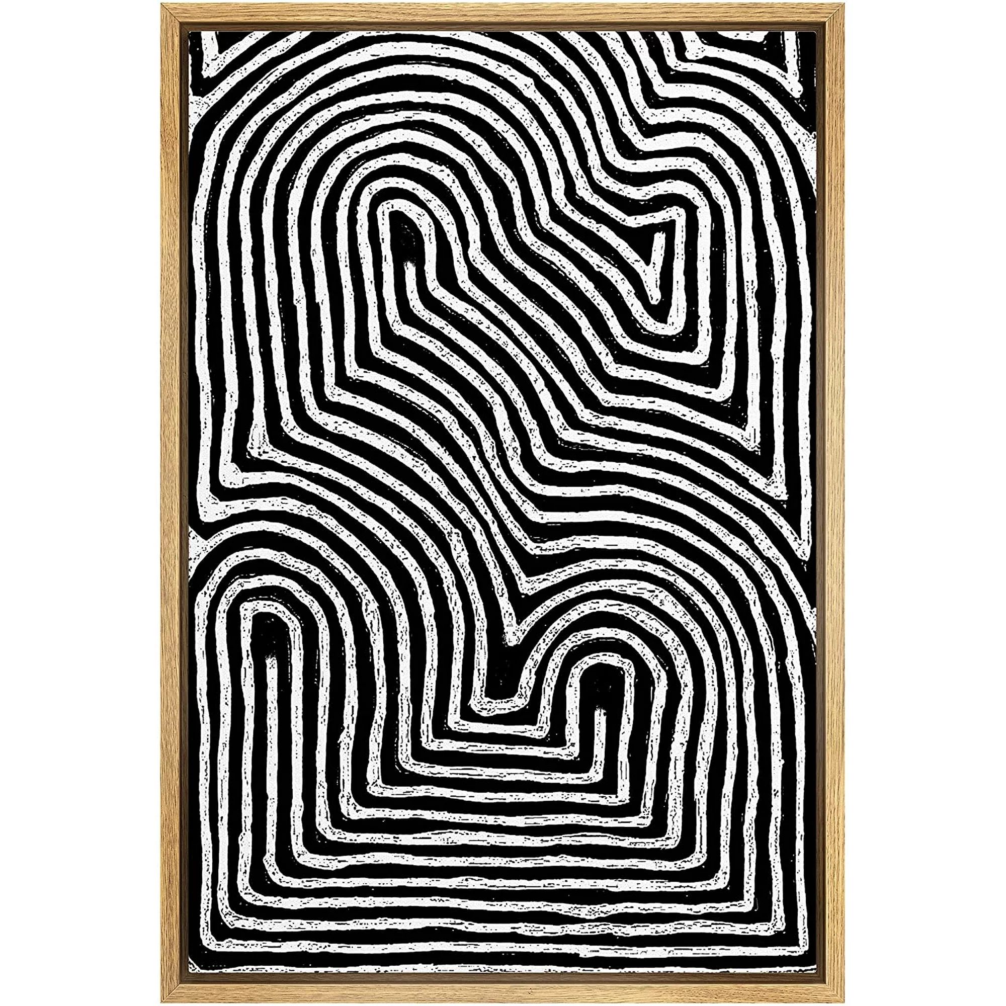 PixonSign Framed Canvas Print Wall Art Flowing Swirling Lines Abstract Shapes Illustrations Minim... | Walmart (US)