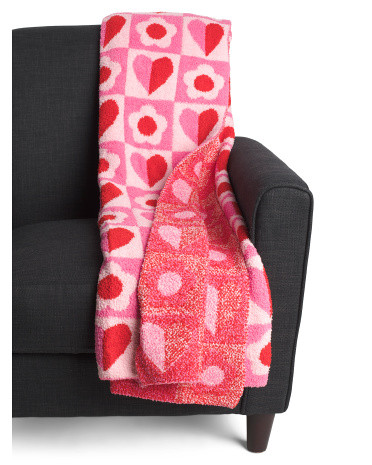 Floral Heart Checkerboard Throw | TJ Maxx